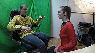 Feeling the passion as Gigi Breeze gives a Star Trek blowjob