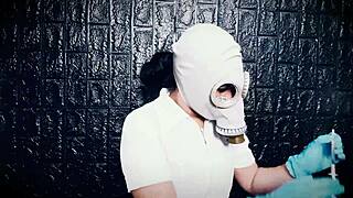 A Russian femdom Latex and mask fetish