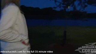 Luna strips naked outdoors for public masturbation