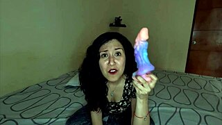 Estudiante mexicana, are you teasing with that glowing dildo?