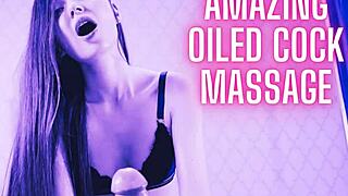 Lisa Takami Gives Perfect Oiled Handjob Leading to Massive Cumshot