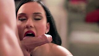 Blonde babe passionately sucks cock and swallows cum with intense pleasure