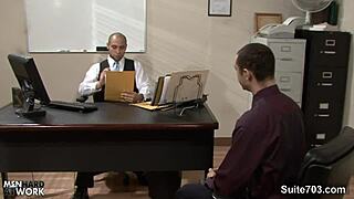 lustful gay gets nailed and cummed in the office