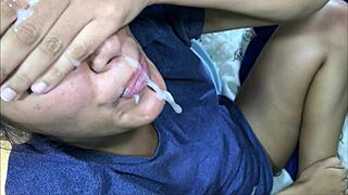 amateur latina gets facial after fun