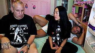 Answering detailed questions about sexy diaper fetish backstage