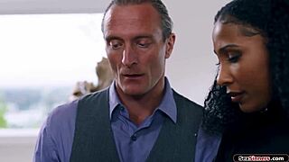 Lucky guy kisses and deepthroats with brunette babe in group hardcore