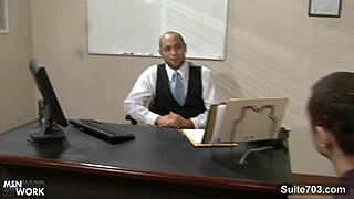 lustful gay gets nailed and cummed in the office