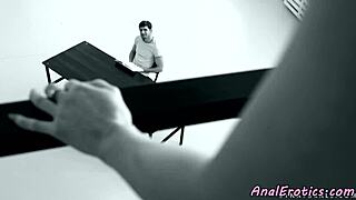 Classy eurobabe with small tits and big ass gets assfucked passionately on the desk by amateur