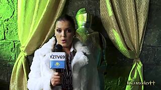 Domme Fucks Reporter in Hot Threesome