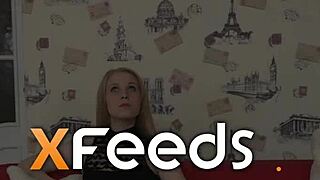 Lovely blonde enjoys a special visit from Santa Claus before the new year