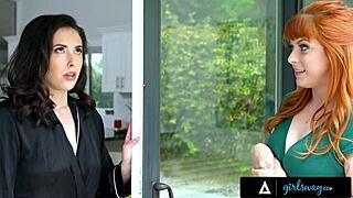 girlsway nosy redhead neighbor licks pussy secretly