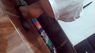 Secretly filmed my stepmom cooking without panties at home