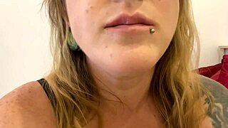 New 20 orgasmic curvy milf with pierced tongue loves to swallow gummy bears