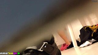 teen couple fucks wildly in steamy bathroom