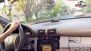 real car hookup with a german blonde slut picking up a guy for fun