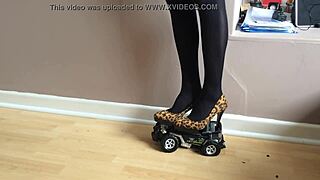 Toy Car Gets Crushed Under High Heels In Garage With Shoes And Toys
