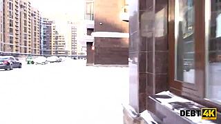 debt4k debtor offers mouth and pussy to man