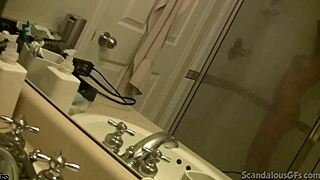 Hotty bobbi feels intense pleasure in the shower. The guy licks her pussy deeply.