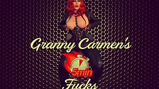 Mature granny in corset enjoys her orgasm moment with lingerie