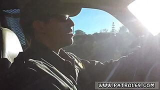 dominant cop pulls over brunette in uniform for anal ass to mouth fun 😏