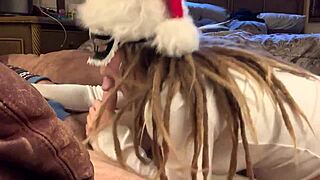 happy holidays with festive stockings and a special blowjob treat