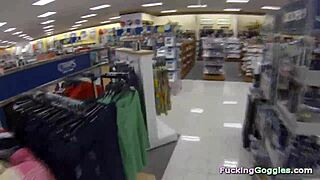 The pickup hunter spots a blonde babe at the mall