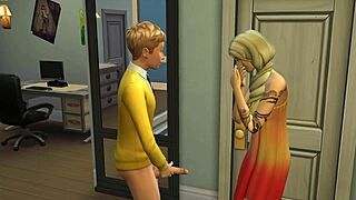 Blonde Step Mom Catches Teen Masturbating To Her Boobs On Computer