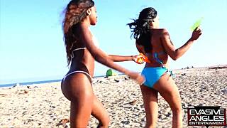 Cherry Lee and Armani Monae suck pussies, titties, and fuck hard with strap-ons until cum drips