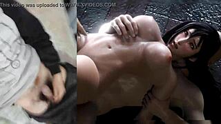 Watching Hentai Game With Tifa's Boobs And Double Penetration