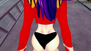 Misato Katsuragi's POV fuck in Evangelion, big tits bouncing on street.
