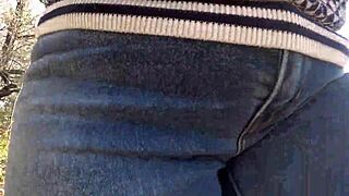 Utendørs piss moro med moden bbw amatør