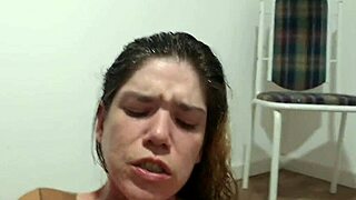 After Bath, Hot Oil on Body Leads to Licking, Fingering, and Orgasm with Natural Tits