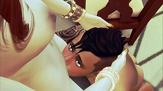 Sims 4 couple engages in blowjob, oral, and cumshot for evening pleasure