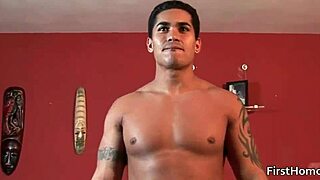 Hot gay dude gets naked and masturbates in hardcore gay sex