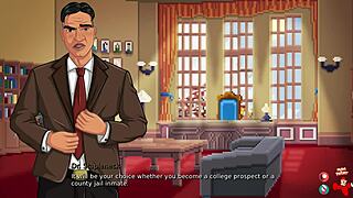 In the world of Lustworth Academy, a teen 18+ milf with big ass experiences cumshot, anal, blowjob, and assfucking in a cartoon game.