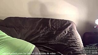 Tattooed Brunette Blows Dildo On Sofa During Interview