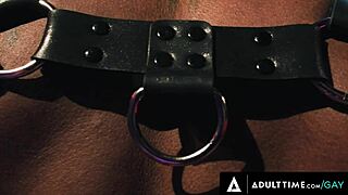 dominant pierce paris contrasts with bound micah martinez in hardcore bdsm fisting and deepthroat sex