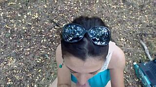 This is big tits babe getting fucked in the woods