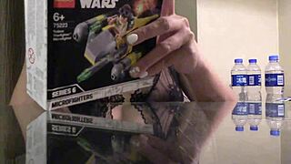 German Asian builds sexy Lego in lingerie POV.