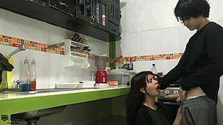 latina sucks cock deeply while avoiding quick creampie in homemade scene part 3