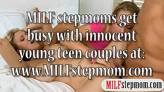 κούκλα teen και busty stepmom σε καυτό 3some blowjob