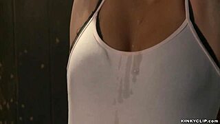 Brunette beauty bound in bizarre bondage, roughly banged with monster cock in intense bdsm slave session.