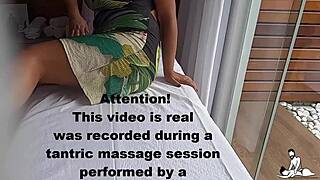 Young Latina with big tits and ass masturbates intensely during tantric massage.