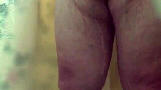 Fat Redheaded Guy Washes Gay Cock In Shower.