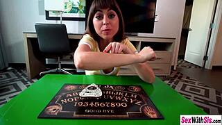 Stepsiblings play ouija board and enjoy hardcore sex with blowjob, ass, and big cock!