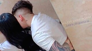 Private video shows man and a woman going at it in the school washroom