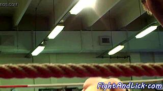 Tattooed lesbo babe licking pussy in wild wrestling match