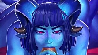 Horny Succubus Jester Receives Huge Cumshot Facial