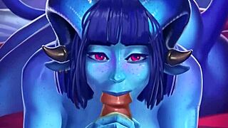 Horny Succubus Jester Receives Huge Cumshot Facial