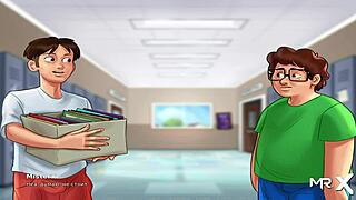 teen girl in summertime saga comes and shows her big boobs and ass